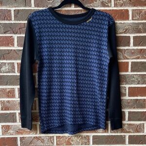 Devold Blue and Black Patterned Sweater
